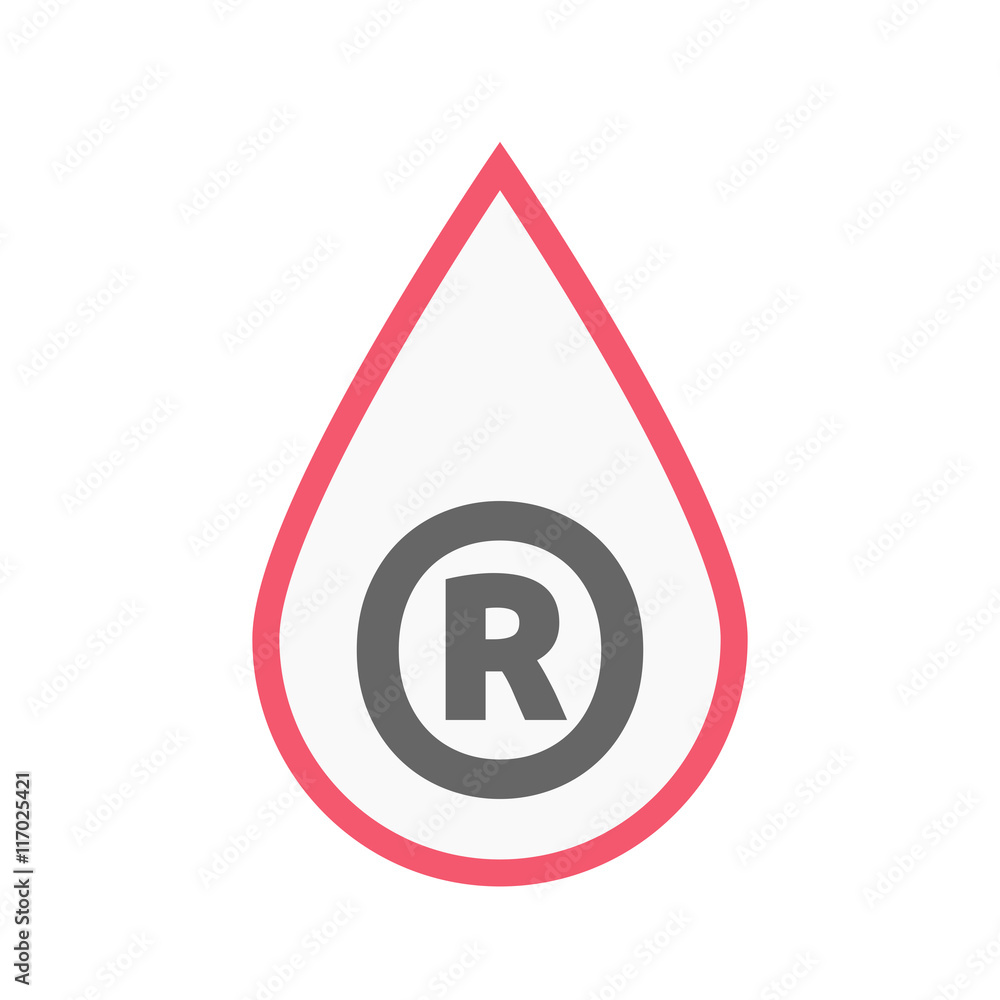Isolated line art blood drop icon with the registered tradema Isolated line art blood drop icon with the registered tradema