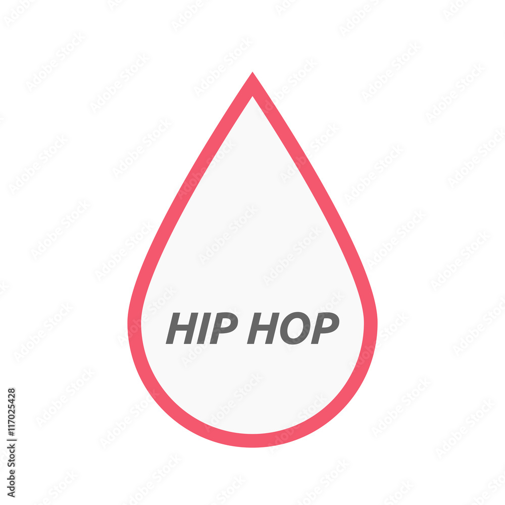 Isolated line art blood drop icon with the text HIP HOP Isolated line art blood drop icon with the text HIP HOP