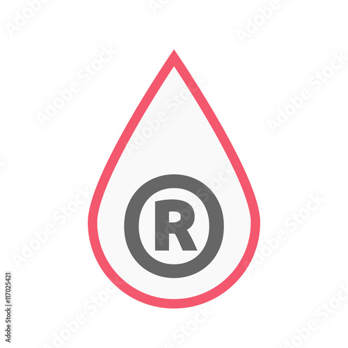 Isolated line art blood drop icon with    the registered tradema