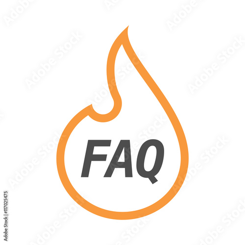 Isolated line art flame with the text FAQ