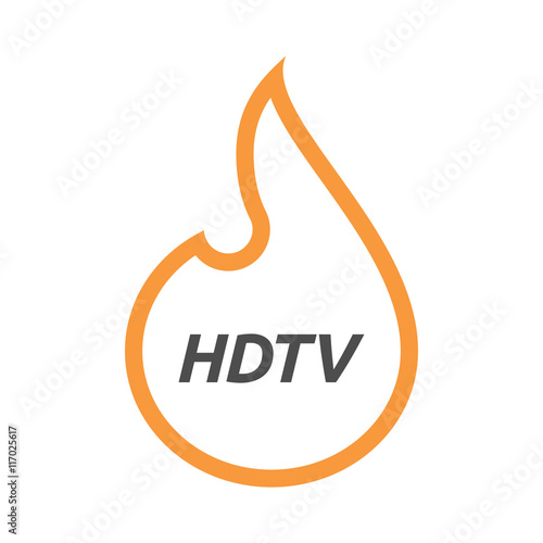 Isolated  line art flame with    the text HDTV