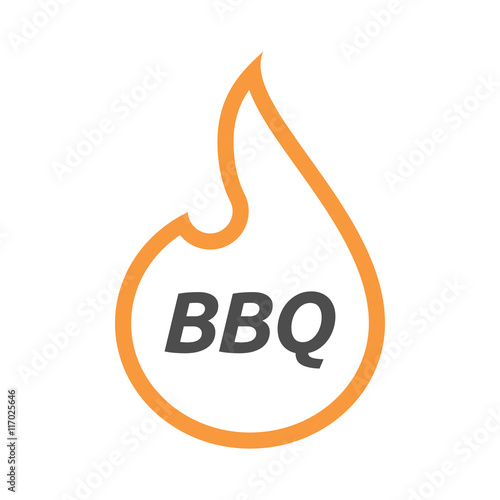 Isolated line art flame with the text BBQ