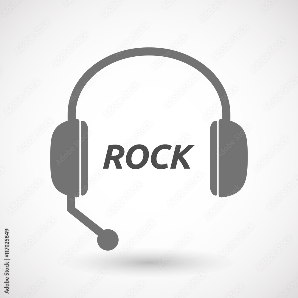 Isolated headset icon with the text ROCK Isolated headset icon with the text ROCK