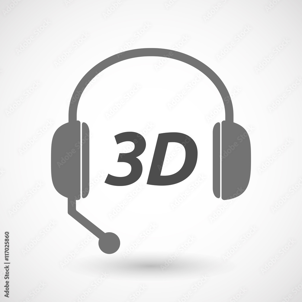 Isolated  headset icon with    the text 3D
