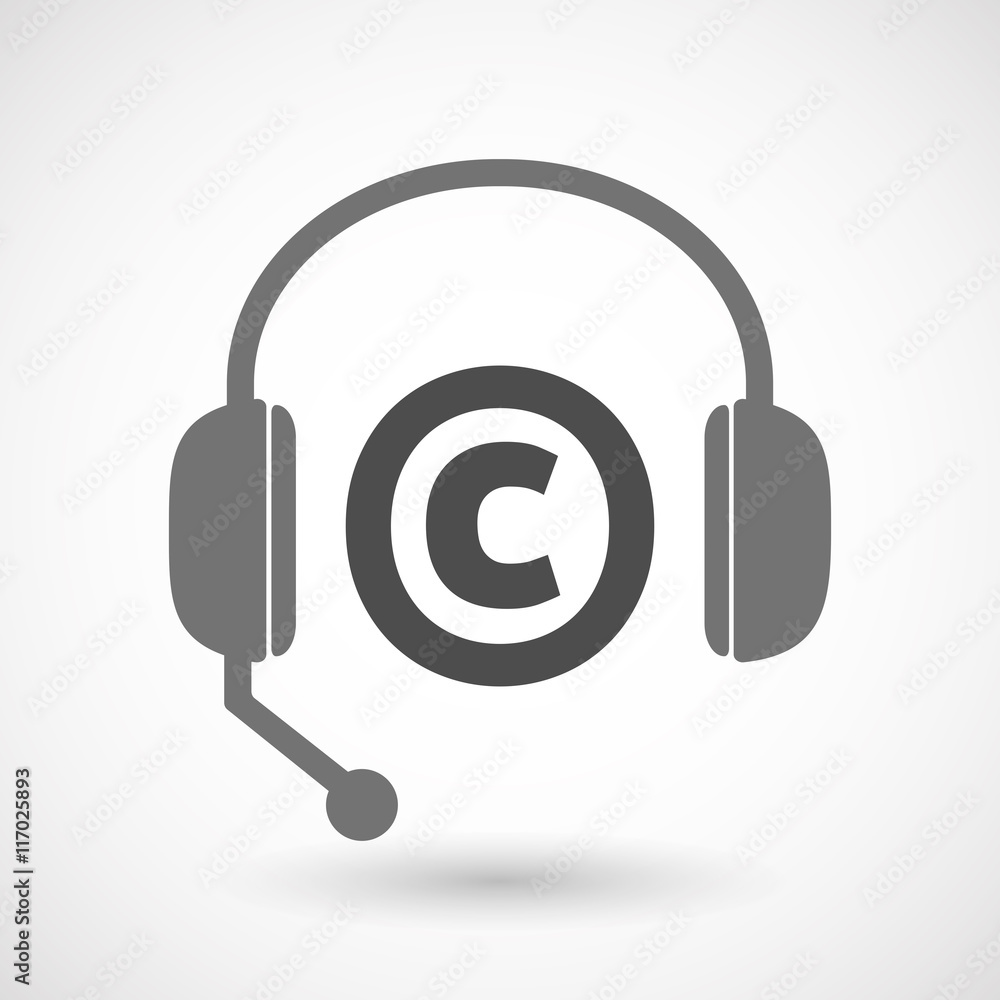 Isolated headset icon with the copyright sign Isolated headset icon with the copyright sign