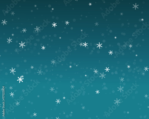 Snow fall in blue sky, Christmas night background