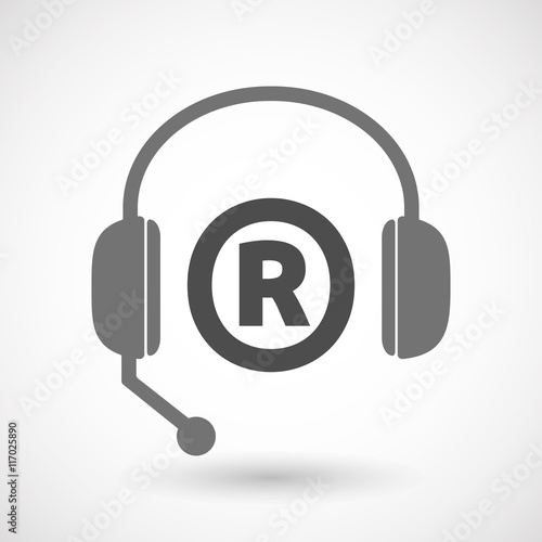 Isolated  headset icon with    the registered trademark symbol