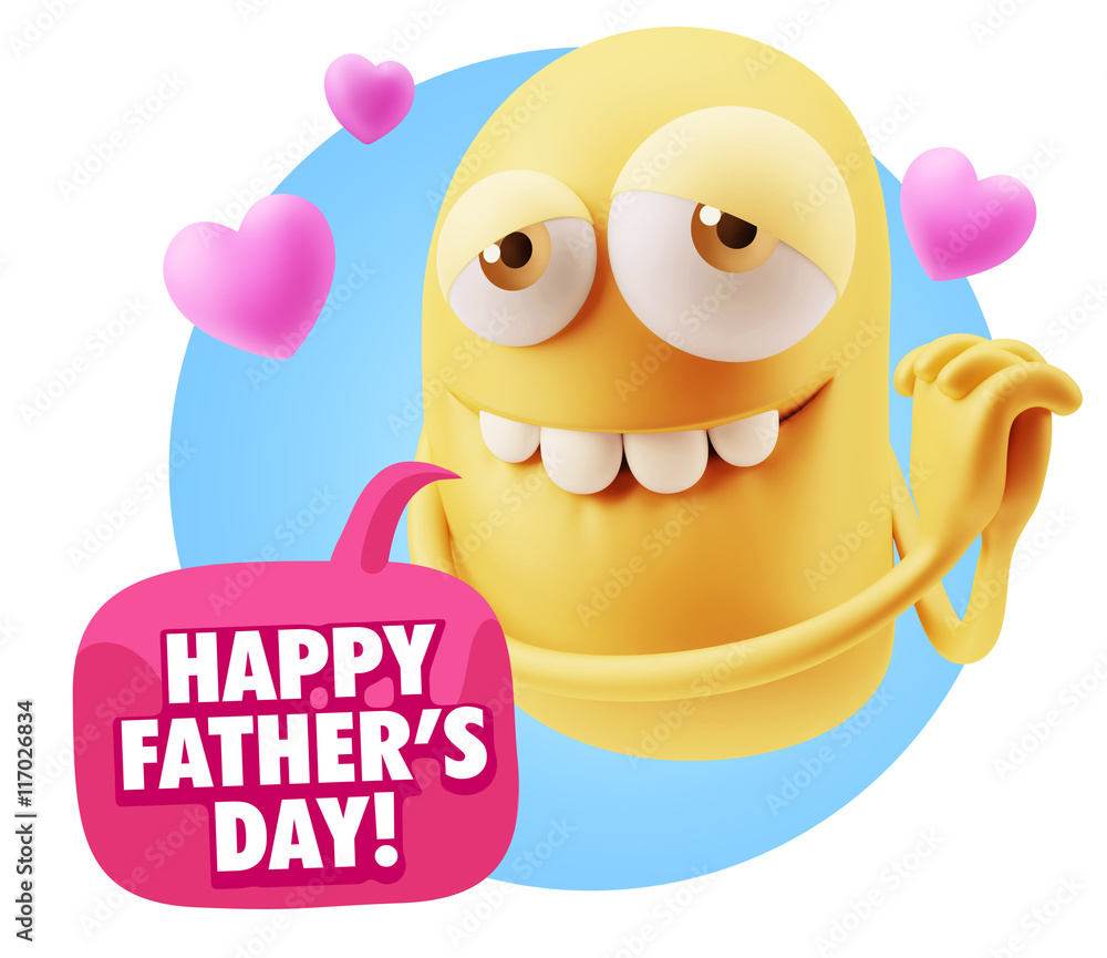3d Rendering. Emoji in love with hearts shapes saying Happy Fat 3d Rendering. Emoji in love with hearts shapes saying Happy Fat