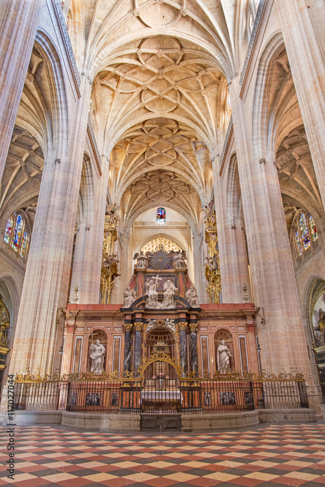SEGOVIA, SPAIN, APRIL - 15, 2016: The nave of Cathedral Nuestra Senora de la Asuncion y de San Frutos de Segovia.