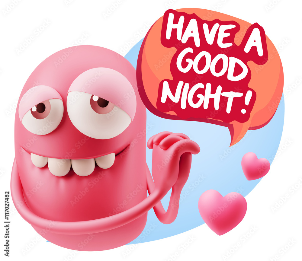 3d Rendering. Emoji in love with hearts shapes saying Have A Go 3d Rendering. Emoji in love with hearts shapes saying Have A Go