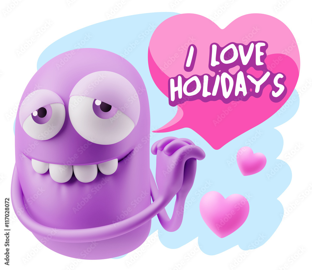 3d Rendering. Emoji in love with hearts shapes saying I Love Ho 3d Rendering. Emoji in love with hearts shapes saying I Love Ho