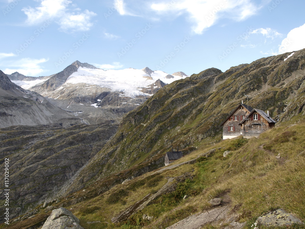 gauli house on the Alpine glacier mountains in switzerland