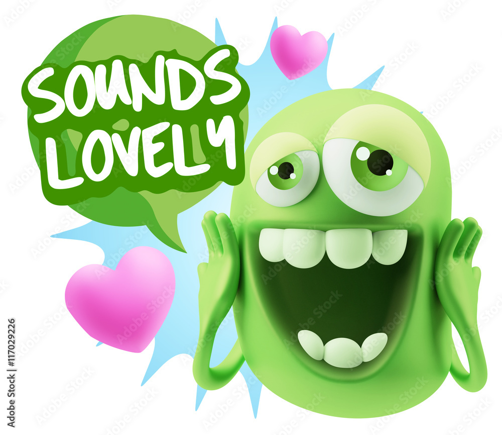 Fototapeta premium 3d Rendering. Love Emoticon Face with hands on cheeks saying Sou