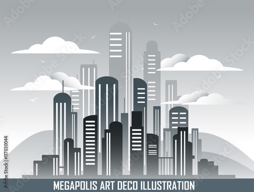 Retro megalopolis in art deco style.