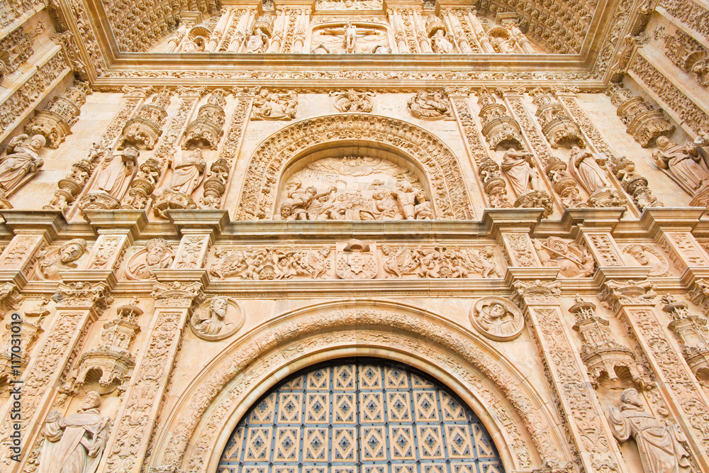 SALAMANCA, SPAIN, APRIL - 17, 2016: The portal of Convento de San Esteban by Juan Ribero de Rada (1590 - 1592) inspirated by Italian renaissance.