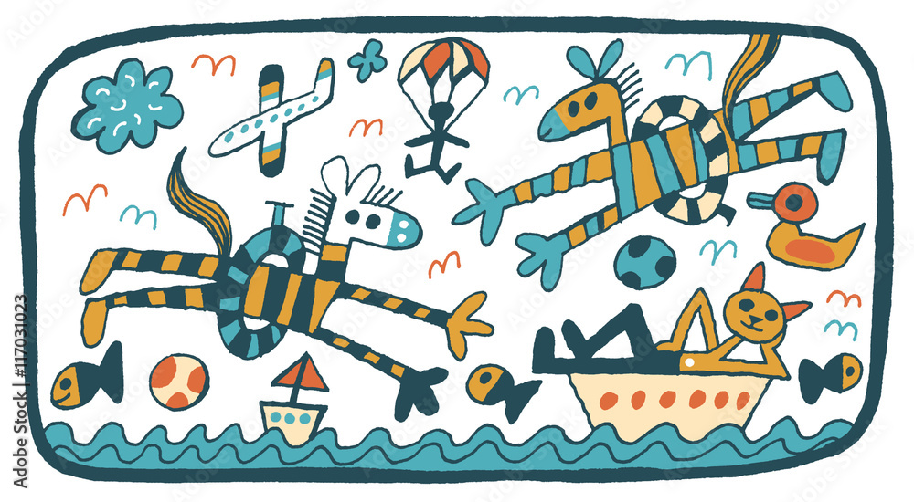 zebras, holiday, humor, jumping, sea