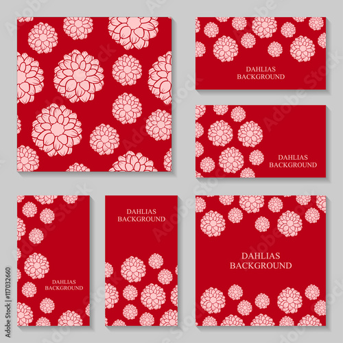 Fototapeta Naklejka Na Ścianę i Meble -  Dahlias pink flowers background set