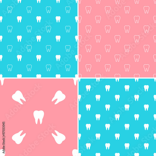 Set of dental seamless patterns.