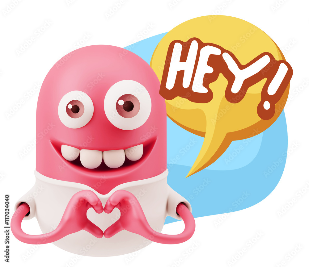 3d Rendering. Romantic Emoticon with hands forming a heart drawi 3d Rendering. Romantic Emoticon with hands forming a heart drawi