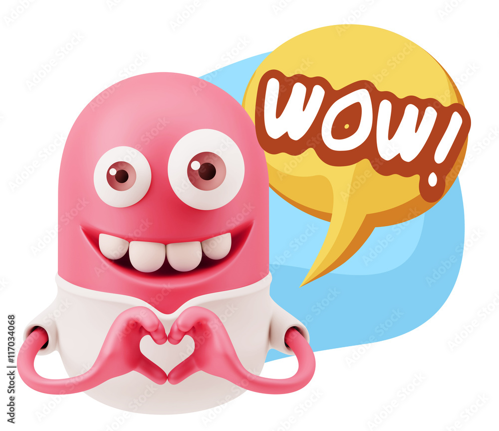 Obraz premium 3d Rendering. Romantic Emoticon with hands forming a heart drawi