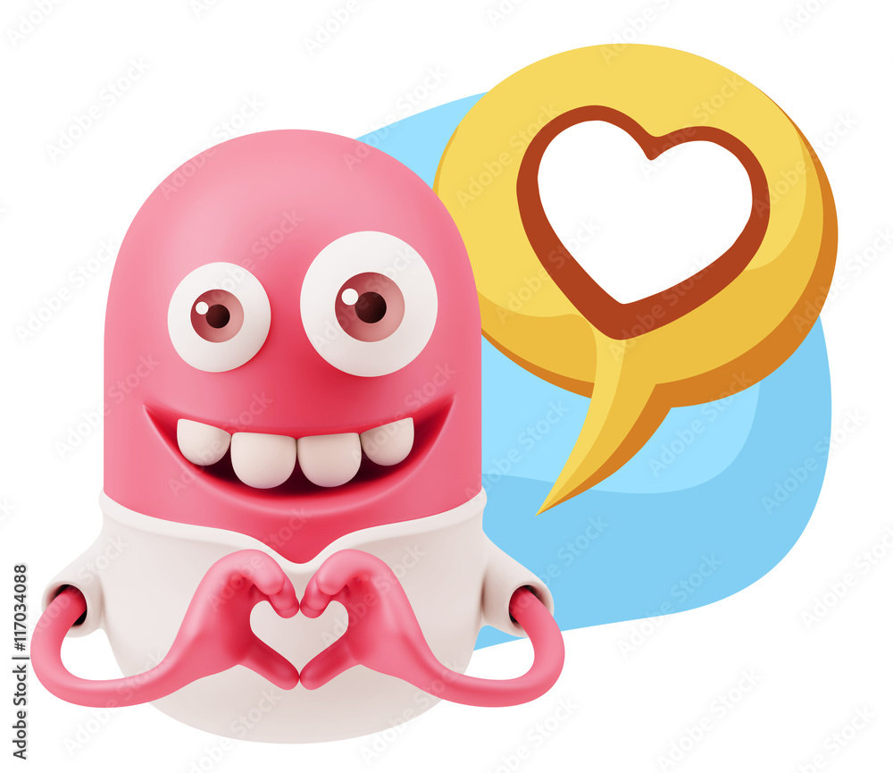 3d Rendering. Romantic Emoticon with hands forming a heart drawi 3d Rendering. Romantic Emoticon with hands forming a heart drawi