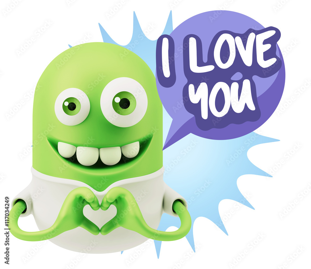 Fototapeta premium 3d Rendering. Romantic Emoticon with hands forming a heart drawi