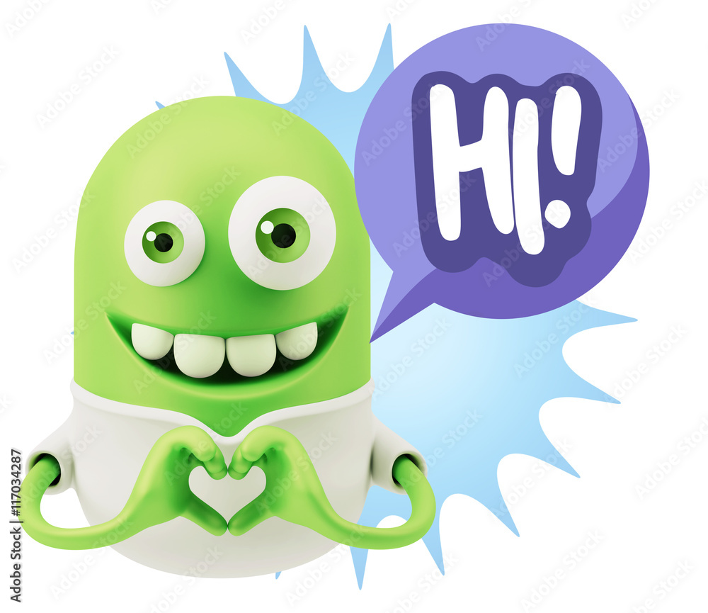 Fototapeta premium 3d Rendering. Romantic Emoticon with hands forming a heart drawi