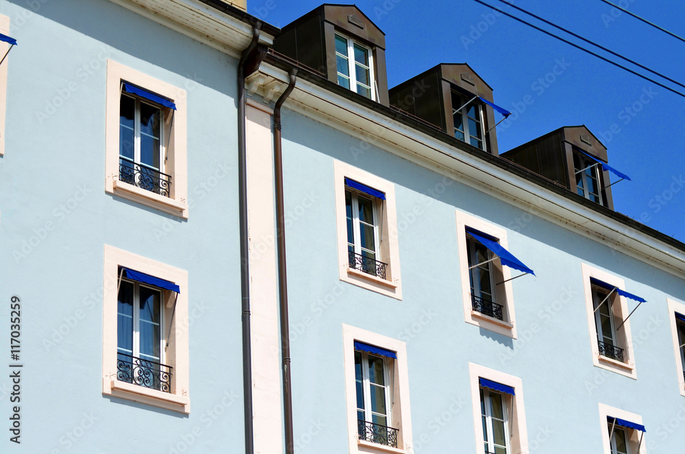 facade of buildings in geneva, switzerland