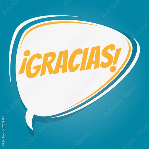 spanish retro speech bubble that means thank you