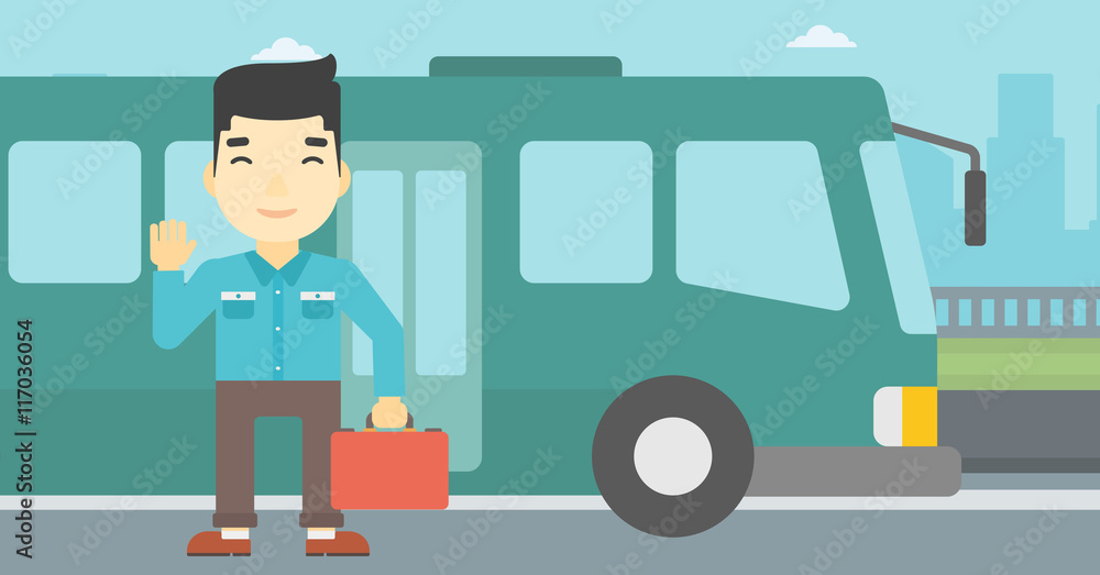 Man travelling by bus vector illustration. Man travelling by bus vector illustration.