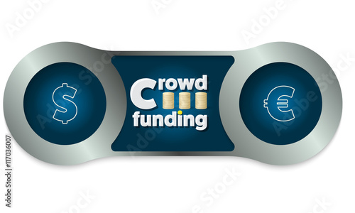 Two metal frames and the words crowd funding