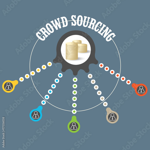 Vector circular object with theme of crowd sourcing