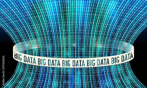 Futuristic vector backdrop with binary code and the words big data