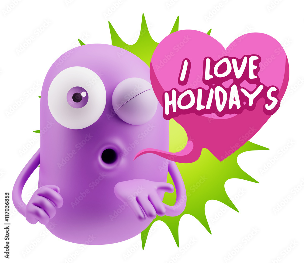 3d Rendering. Love Emoticon Face Blowing a Kiss saying I Love Ho 3d Rendering. Love Emoticon Face Blowing a Kiss saying I Love Ho