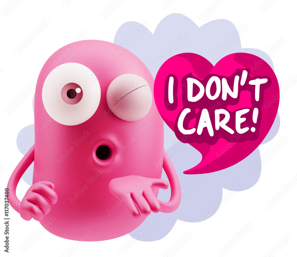 3d Rendering. Love Emoticon Face Blowing a Kiss saying I Don't C