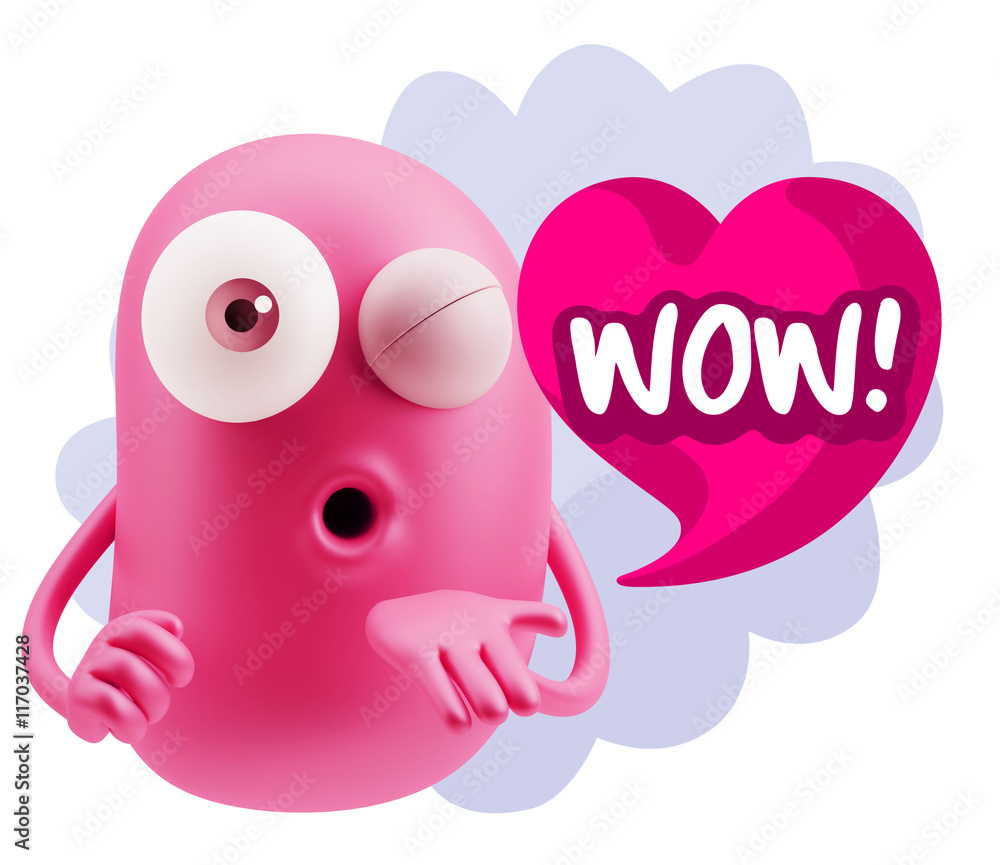 3d Rendering. Love Emoticon Face Blowing a Kiss saying Wow with 3d Rendering. Love Emoticon Face Blowing a Kiss saying Wow with