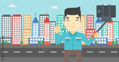 Man making selfie vector illustration.