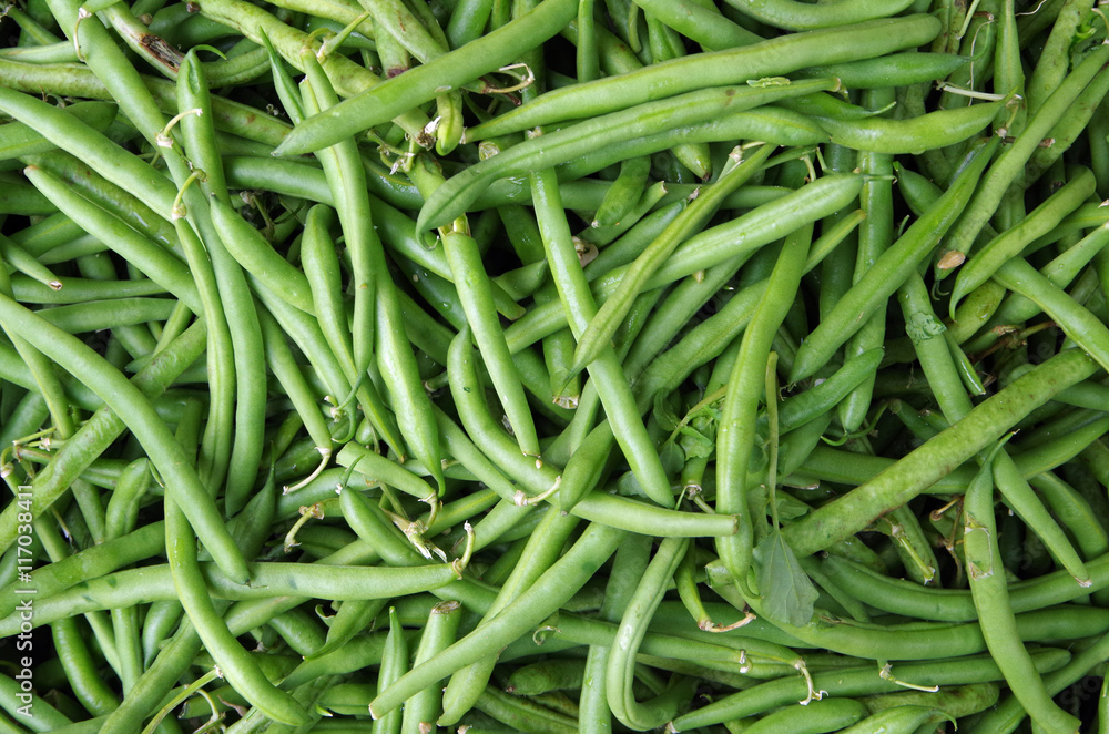 Crisp green beans pattern view from above Crisp green beans pattern view from above