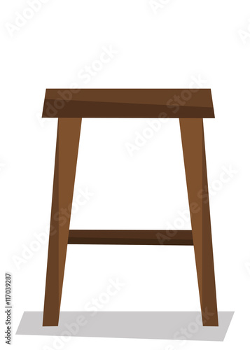 Wooden backless stool vector illustration.