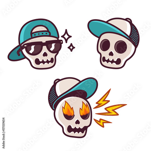 Funny cartoon skull set