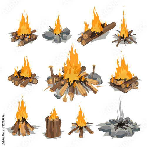 Bonfires isolated vector illustration. photo