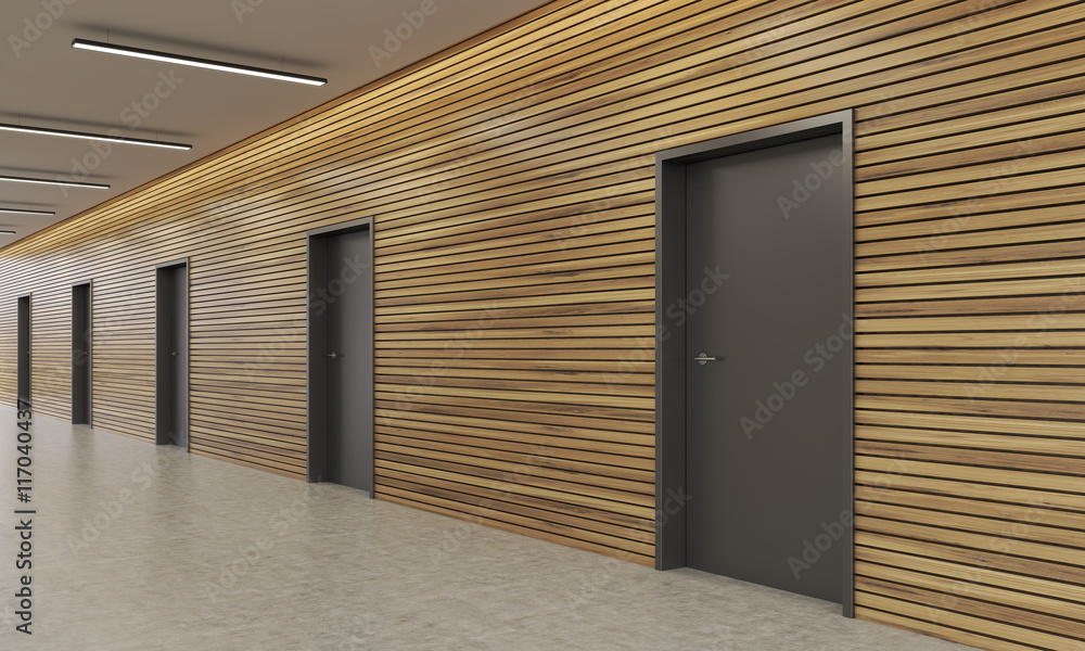 Doors in office building corridor