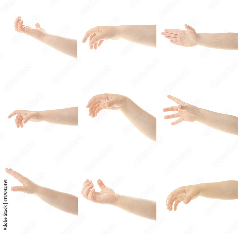 Child's hands gesturing, isolated on white Child's hands gesturing, isolated on white