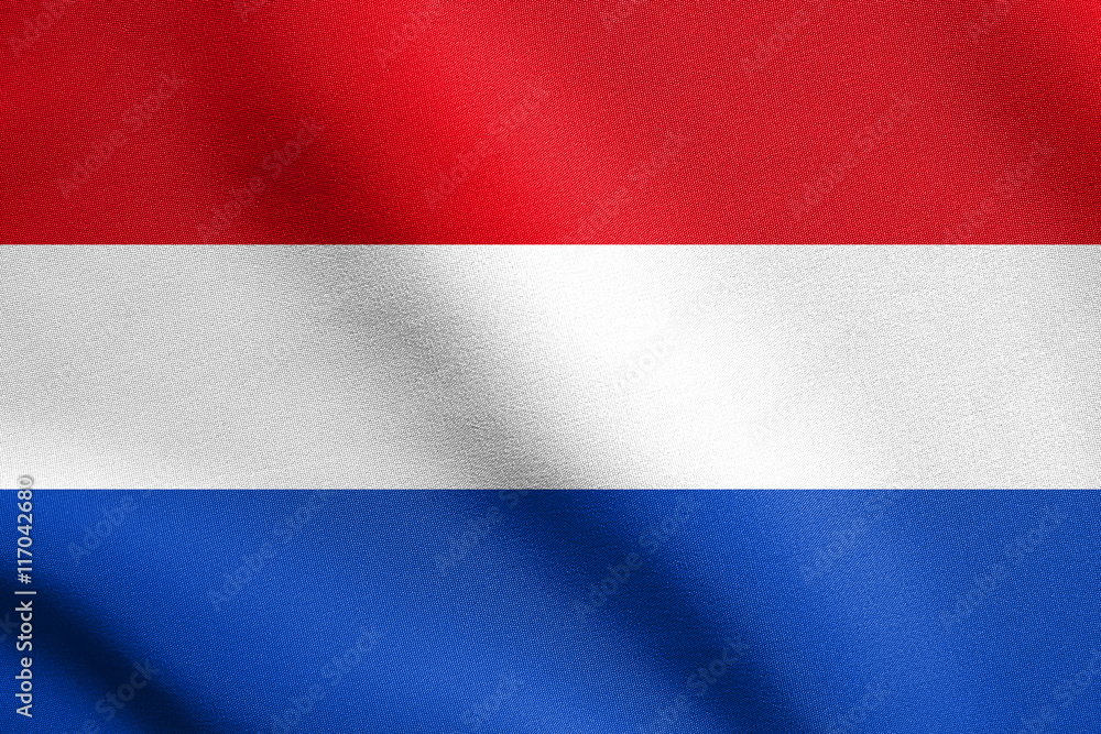 Flag of the Netherlands waving with fabric texture Flag of the Netherlands waving with fabric texture