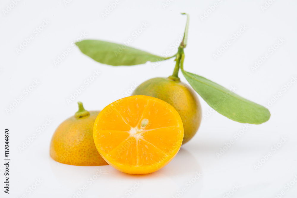 shoot Close up pile of Kumquats on white background, isolate of shoot Close up pile of Kumquats on white background, isolate of