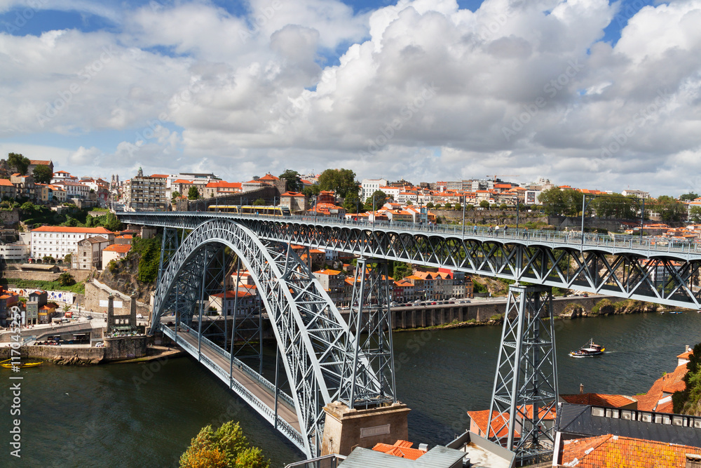 Porto, Portugal with the Dom Luiz bridge.