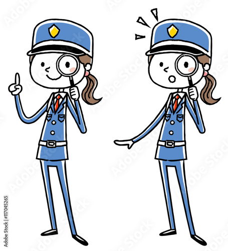 女性警備員：虫眼鏡

