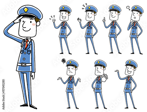 男性警備員：ポーズ　バリエーション
