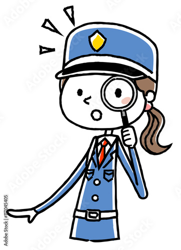 女性警備員：虫眼鏡
