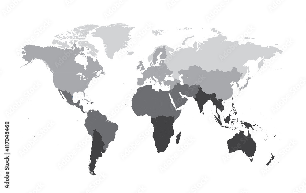 world map flat design gray color
